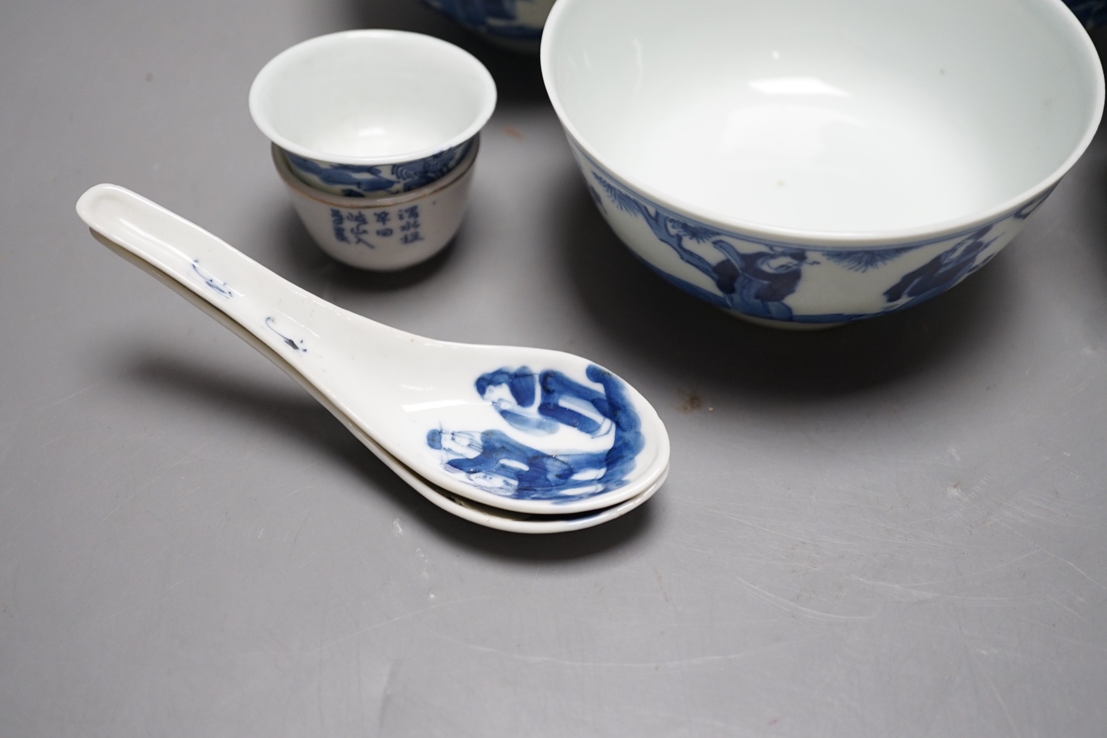 A Chinese blue and white part set, late 19th century